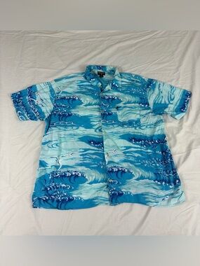 Polo Jeans Co Ralph Lauren Mens Green S/S Hawaiian Button Up Shirt XL